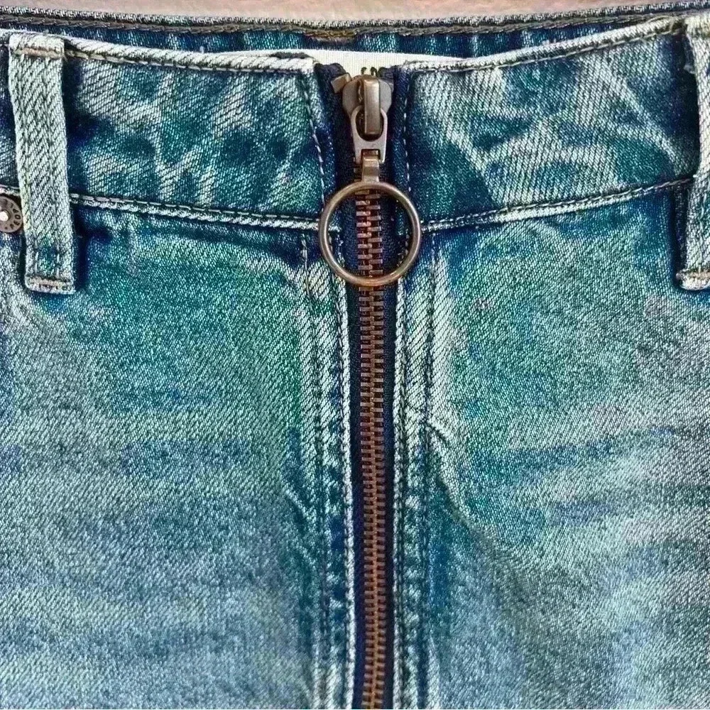 We The Free Women’s Denim Front Zip Mini Skirt Size 26